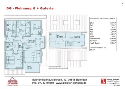 Bonndorf im Schwarzwald Wohnungsanzeigen 3 Zi. DG mit Galerie und Balkon ca. 100 m² - Wohnung 6 - Bergstr. 13, 79848 Bonndorf-Neubau mit Lift Wohnung kaufen