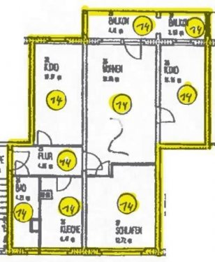 Chemnitz 4-Zimmer Wohnung Helle 4-Zi. mit großen Balkon, Wanne & Laminat in ruhiger Lage! Wohnung mieten