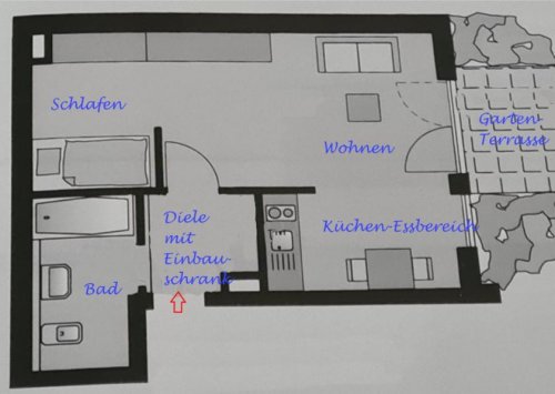 Mainz Günstige Wohnungen Schicke 1,5 Zi-Single-Wohnung im EG (nicht barrierefrei), Pantryküche, Keller, Garten, Garage!! Wohnung mieten