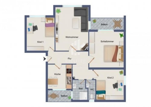 Traben-Trarbach Immobilien Helle Wohnung inkl. 2 Balkonen im Erdgeschoss - 175 Wohnung mieten