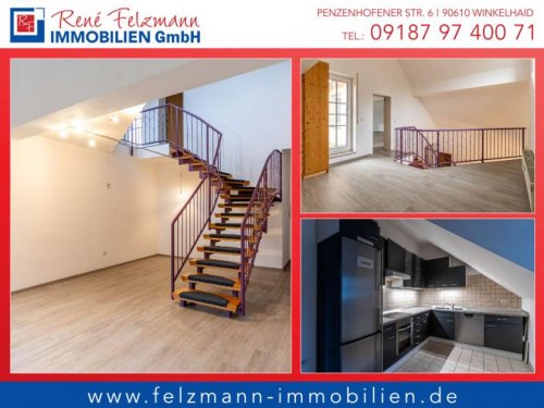 Schwarzenbruck Immobilien Maisonettewohnung. Homeoffice auf der Galerie oder Dachterrasse? Besichtigung Di, 26.11.2024 Wohnung mieten