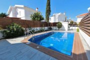 Protaras Sublime 3 bedroom, 2 bathroom detached villa with TITLE DEEDS, sea views and HEATED SWIMMING POOL and SAUNA in exclusive area of